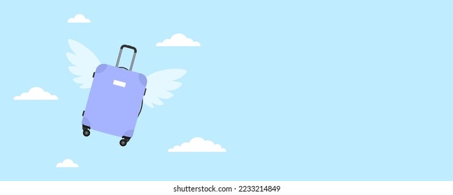 Flügelgeflügel und Wolken auf blauem Hintergrund mit Kopienraum. Vektorgrafik in Flachstil