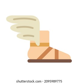 Winged foot flat icon. Winged sandals clipart. Cartoon illustration. Vector sign for mobile app and web sites. 