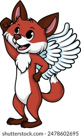 Winged fox character vector illustration