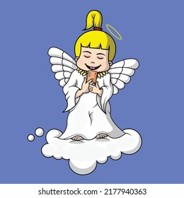 winged girl playing cell phone