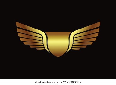 winged gold logo with badge