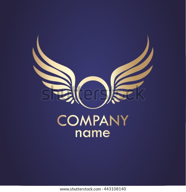 winged gold logo / vector\
illustration