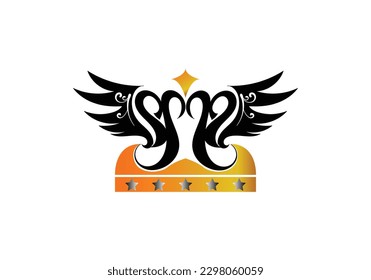 Logo-Design der geflügelten goldenen Krone