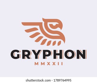 Winged griffin logo design editable for your business.