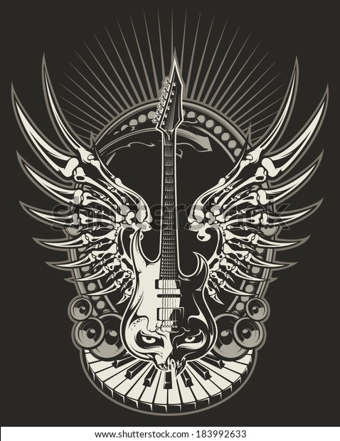 Winged Guitar Stock Vector (Royalty Free) 183992633