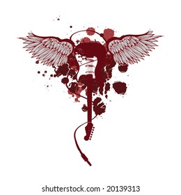 winged guitar vector