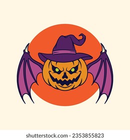 winged halloween pumpkin design art