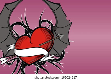 winged heart background in vector format very easy to edit