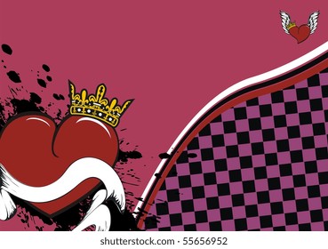 winged heart background in vector format