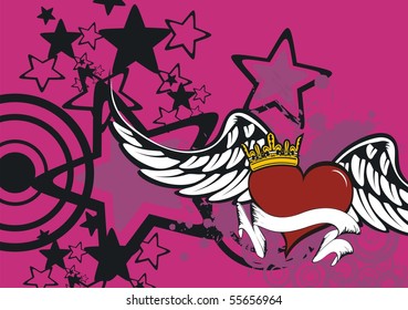 winged heart background in vector format