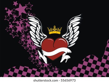 winged heart background in vector format