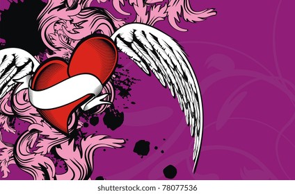 winged heart background in vector format