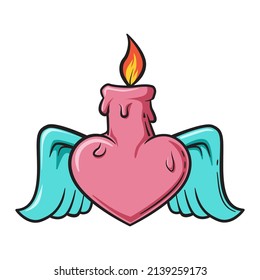 winged heart candle vector illustration