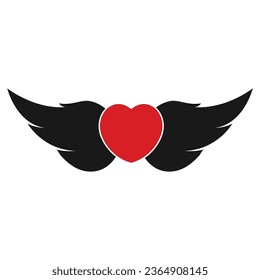 winged heart icon vector illustration symbol design