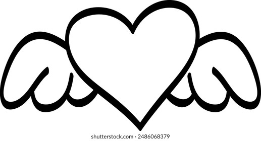 Winged Heart Line Art Icon