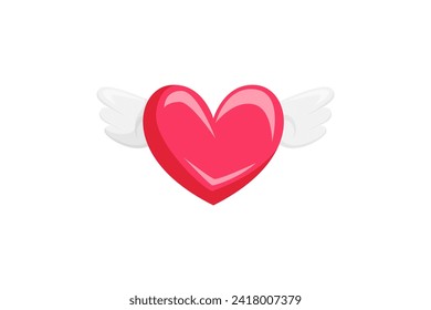Winged Heart Retro Flat Sticker Design