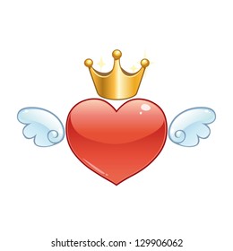 Winged heart with shiny crown