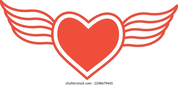 Winged heart symbol. Cupid sign. Romantic love