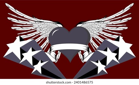 winged heart tattoo background in vector format