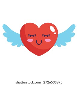 Icono plano de San Valentín de corazón alado