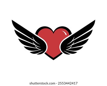 Winged Heart Valentine Illustration art