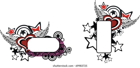 winged heart valentine set in vector format very easy to edit