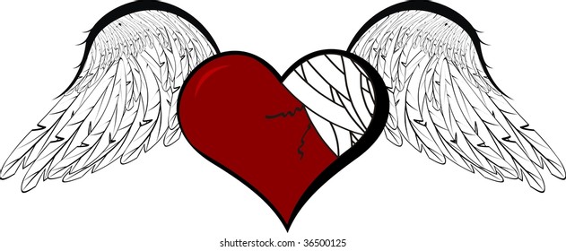 winged heart in vector format