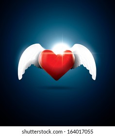 Winged heart vector illustration