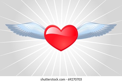 Winged heart. Vector illustration.