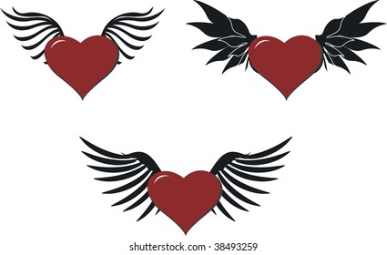 Winged Hearts Set Vector Format Stock Vector (Royalty Free) 38493259 ...