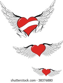 winged hearts in vector format