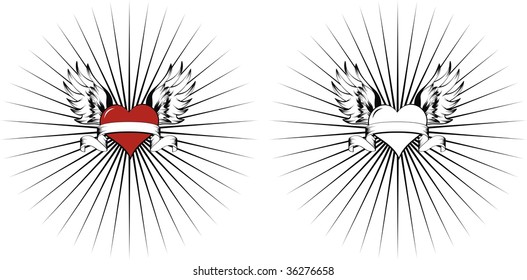 winged hearts in vector format very easy to edit