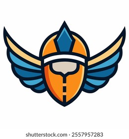 winged helmet logo design white background