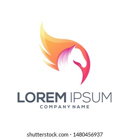 winged horse logo design vector abstract