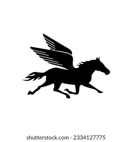 winged Horse Pegasus logo design inspiration vector template
silhouette logo or winged horse design