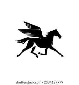 winged Horse Pegasus logo design inspiration vector template
silhouette logo or winged horse design