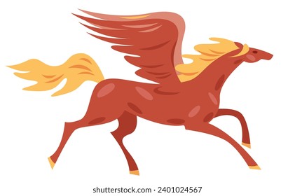 Winged horse Pegasus, a symbol of creative inspiration, gallops to its full height