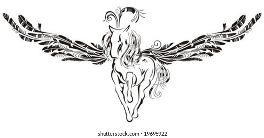 Winged horse in style of a pattern