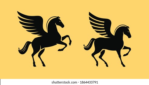 Winged horse symbol. Pegasus vector illustration