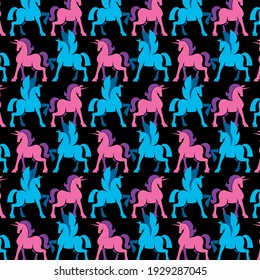 Winged horse-pegasus and unicorn. The pattern.