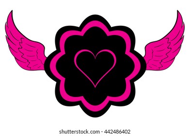 Winged icon contour of heart