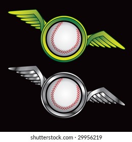 winged icon featuring baseball