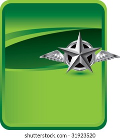 winged icon featuring silver star