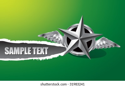 winged icon featuring silver star