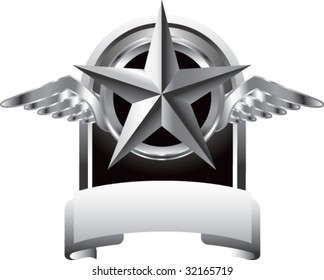 winged icon featuring silver star