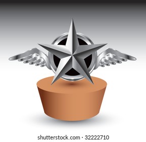 winged icon featuring silver star on patch