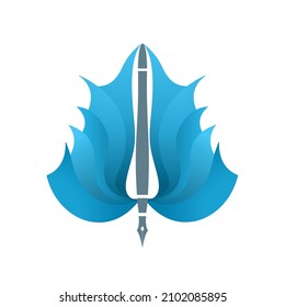 Winged ink pen logo, useful for Icon of a company or personal logo.