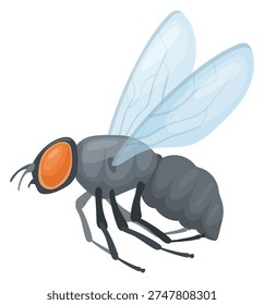 Winged insect icon. Wild animal. House fly