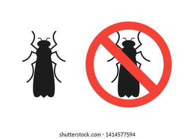 winged insect and sign of ban in flat