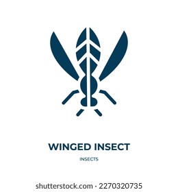 winged insect vector icon. winged insect, insect, nature filled icons from flat insects concept. Isolated black glyph icon, vector illustration symbol element for web design and mobile apps